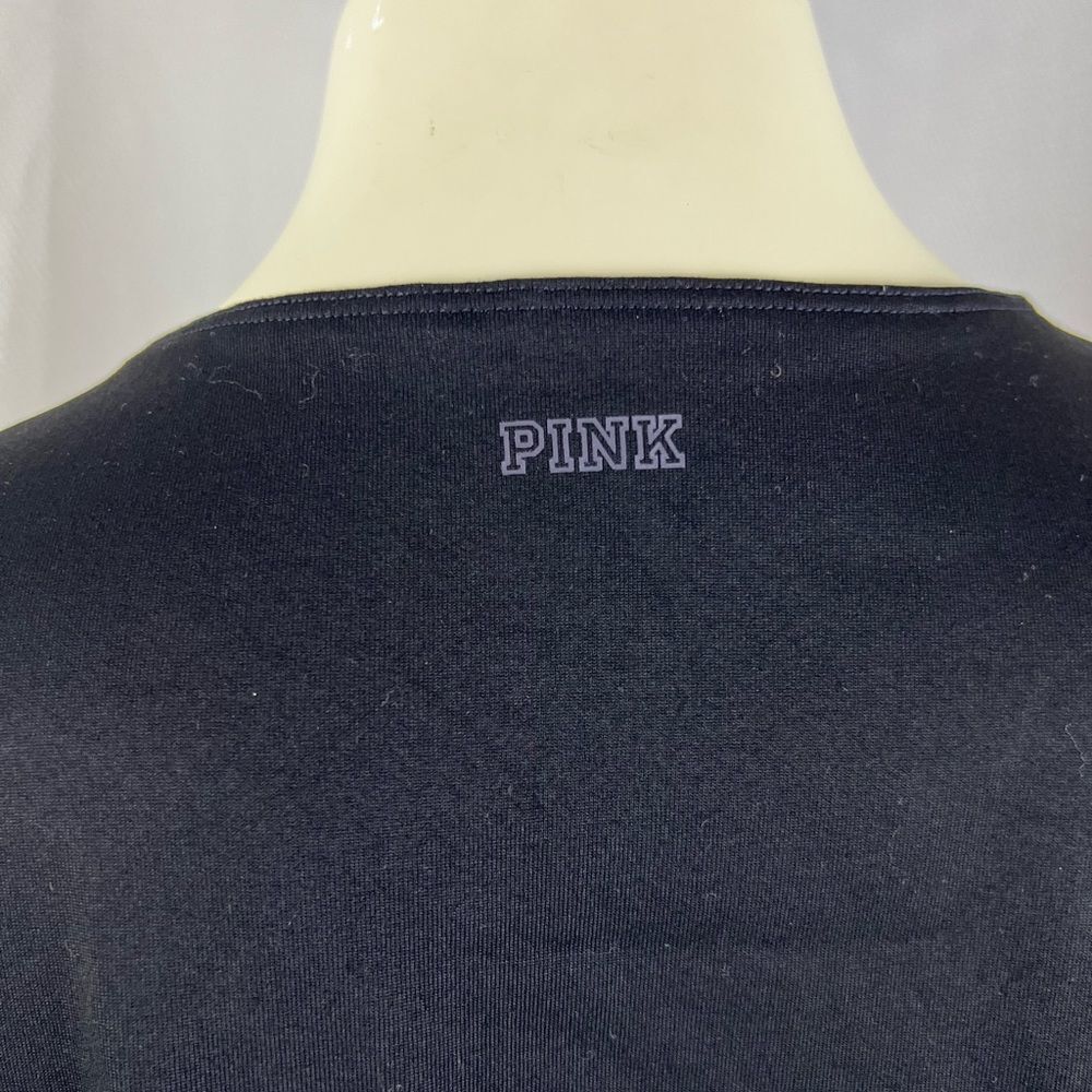 Victoria’s Secret Pink Ultimate Fitted Open Tie Waist Yoga Crop Top Black Medium - Picture 11 of 12